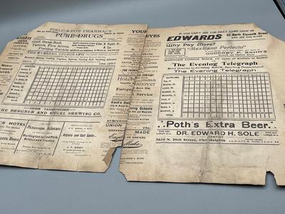 LOT 237: Antique and Vintage Baseball Score Cards - Phillies, Yankees, A's - Babe Ruth, Lou Gehrig, and More