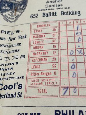 LOT 237: Antique and Vintage Baseball Score Cards - Phillies, Yankees, A's - Babe Ruth, Lou Gehrig, and More