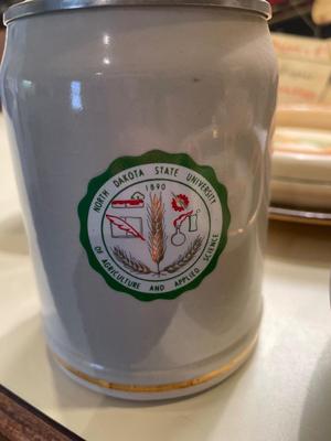 Dishes, including NDSU agriculture and applied science Stein plus vintage