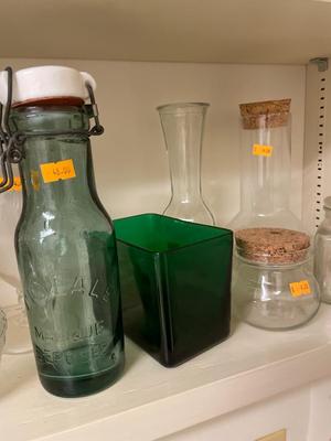 Tins & glass storage/vases