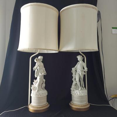 Two Porcelain Bisque Figural Table Lamps (GB-BBL)