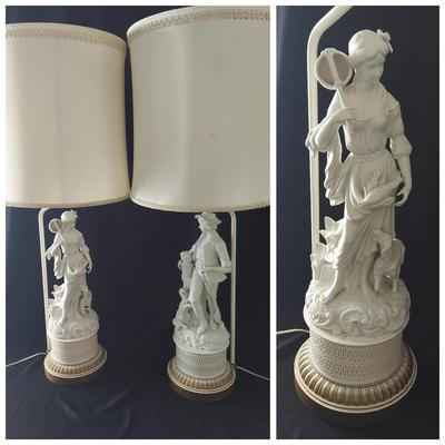 Two Porcelain Bisque Figural Table Lamps (GB-BBL)