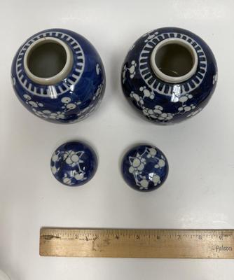 Chinese Porcelain Blue & White Hawthorne Prunus Cracked Ice Vase Ginger Jar