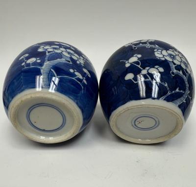 Chinese Porcelain Blue & White Hawthorne Prunus Cracked Ice Vase Ginger Jar