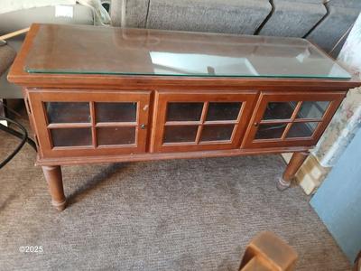 Glass-Top Wooden Console / Display Cabinet with Glass Doors Display Cabinet