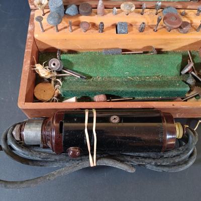 LOT 275: Right Angle Iron (4"x5"x3-3/4"), 6lbs Anvil, Vintage Dremel Moto-Tool & More