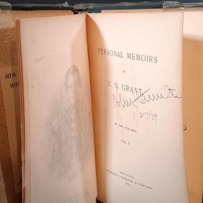 LOT 279: Personal Memoirs of Ulysses S. Grant 1885 Volumes I & II with Altsheler's The Star of Gettysburg 1915