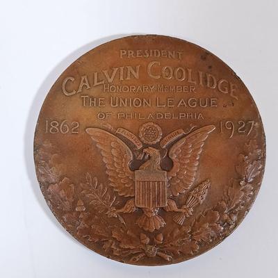 LOT 280: Set of (9) Metal Medallions- FDR, Calvin Coolidge, Warren Harding & More