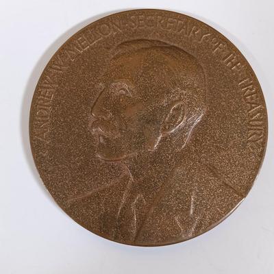 LOT 281: Set of (6) Metal Medallions- Alexander Hamilton, Ogden Mills, Albert Gallatin & More