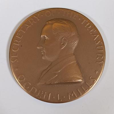 LOT 281: Set of (6) Metal Medallions- Alexander Hamilton, Ogden Mills, Albert Gallatin & More