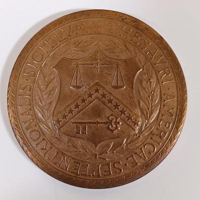 LOT 281: Set of (6) Metal Medallions- Alexander Hamilton, Ogden Mills, Albert Gallatin & More