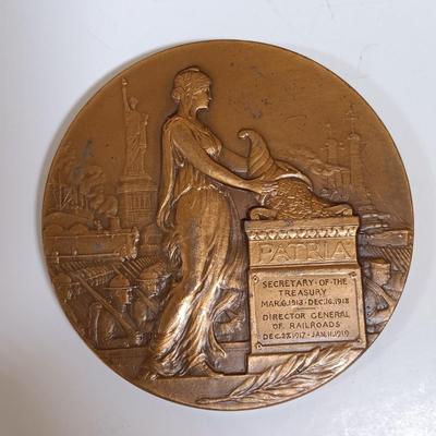 LOT 282: Set of (6) Metal Medallions- John G. Carlisle, George P. Schultz, Leslie M. Shaw & More