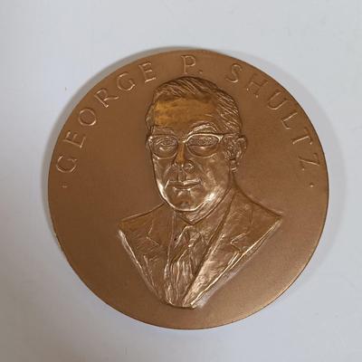 LOT 282: Set of (6) Metal Medallions- John G. Carlisle, George P. Schultz, Leslie M. Shaw & More