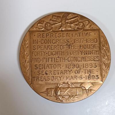 LOT 282: Set of (6) Metal Medallions- John G. Carlisle, George P. Schultz, Leslie M. Shaw & More