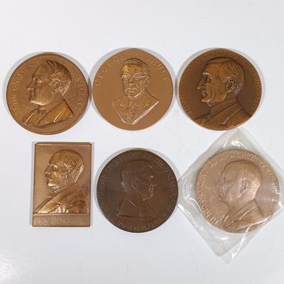LOT 282: Set of (6) Metal Medallions- John G. Carlisle, George P. Schultz, Leslie M. Shaw & More