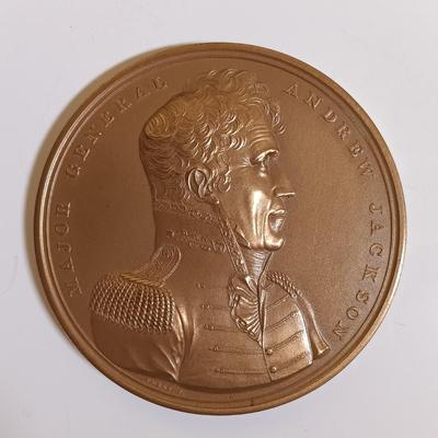 LOT 283: Set of (7) Metal Medallions- Major General Andrew Jackson, Zachary Taylor, Jacob Brown & More