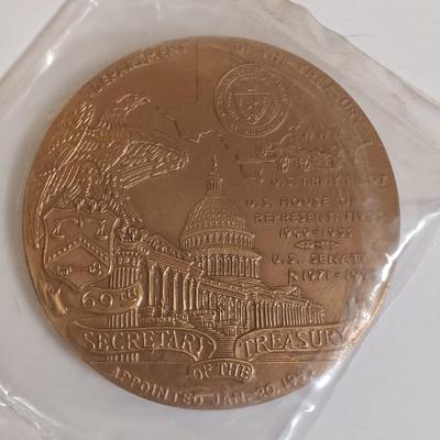 LOT 285: Set of (6) Metal Medallions- Henry H. Fowler, Joseph W. Barr & More