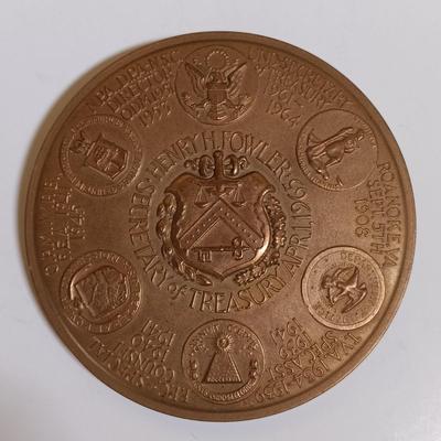 LOT 285: Set of (6) Metal Medallions- Henry H. Fowler, Joseph W. Barr & More