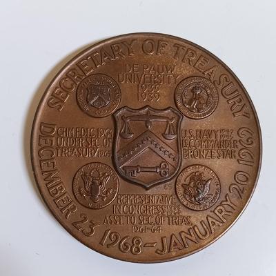 LOT 285: Set of (6) Metal Medallions- Henry H. Fowler, Joseph W. Barr & More