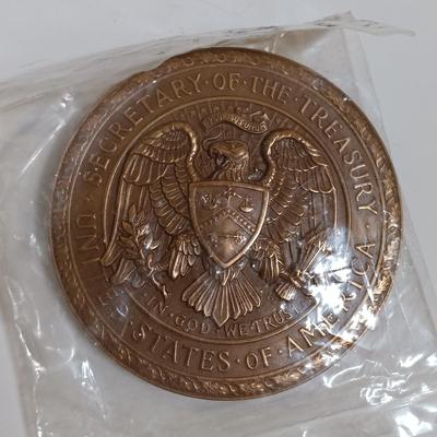 LOT 285: Set of (6) Metal Medallions- Henry H. Fowler, Joseph W. Barr & More