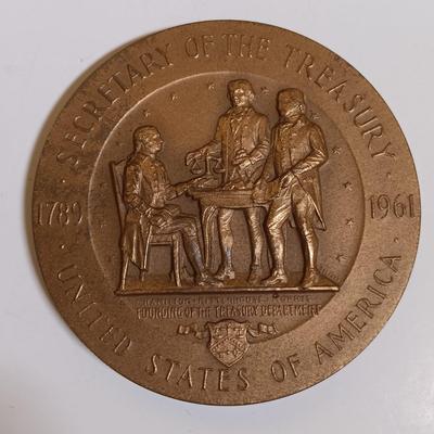 LOT 285: Set of (6) Metal Medallions- Henry H. Fowler, Joseph W. Barr & More
