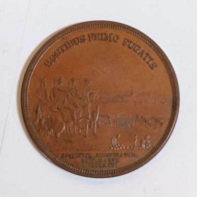 LOT 287: Set of (8) Metal Medallions- Arrival of the English Army in Egypt, Boston, Mass. Evacuation Day & More