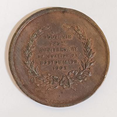 LOT 287: Set of (8) Metal Medallions- Arrival of the English Army in Egypt, Boston, Mass. Evacuation Day & More