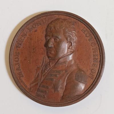 LOT 287: Set of (8) Metal Medallions- Arrival of the English Army in Egypt, Boston, Mass. Evacuation Day & More
