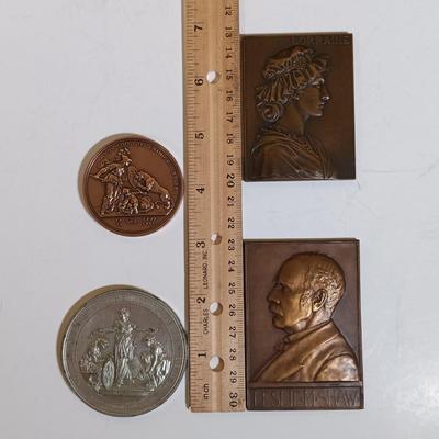 LOT 288: Set of (6) Metal Medallions- Lorraine France, Hundredth Anniversary of American Independence & More
