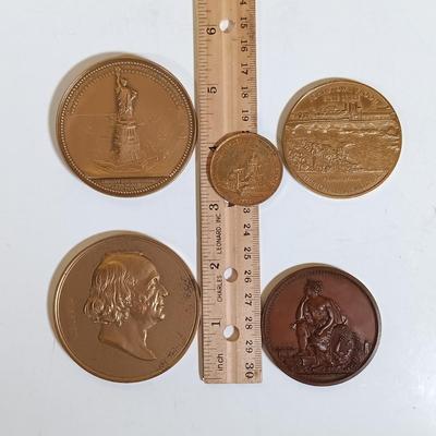 LOT 289: Set of (7) Metal Medallions- Johnstown Flood Memorial, PA State Agricultural Society & More