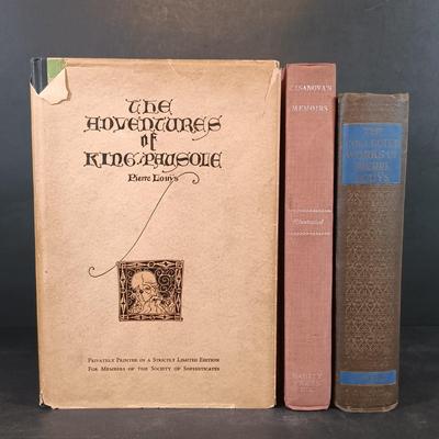 LOT 294: Privately Printed 1930 Casanova's Memoirs and The Adventures of King Pausole w/ The Collected Works of Pierre Louÿs 1932