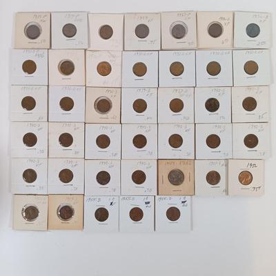 LOT 297: Set of (40) Wheat Pennies 1913 - 1955