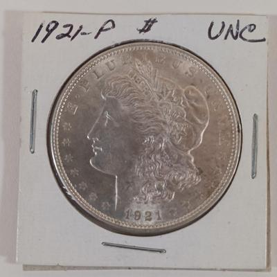 LOT: 326: Morgan Silver Dollar 1921 & Barber Half-Dollar 1894