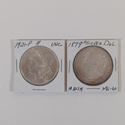 LOT 328: Morgan Silver Dollars 1879 & 1921