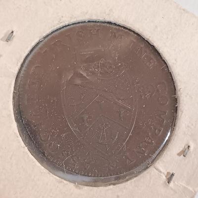 LOT 332: Associated Irish Mine Company 1789 Half Penny with (3) Vintage 50 Pence Pieces