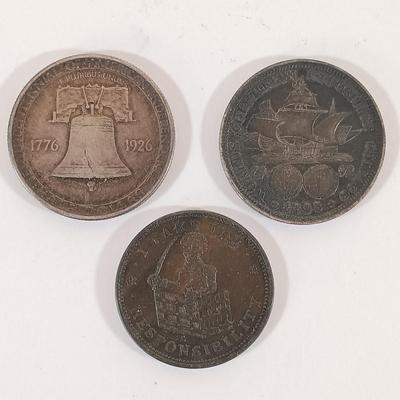 LOT 336: American Sesquicentennial 1926 Half Dollars, 1893 Columbian Exposition Half Dollar & 1833 Hard Times Political Token