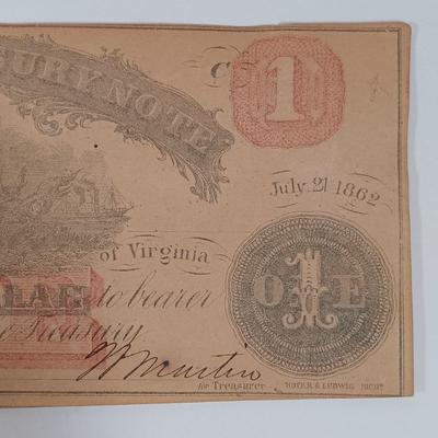LOT 340: 1862 Richmond, Virginia Confederate Note with $2 Bill silver certificate + more L@@K at repeating serial numbers !