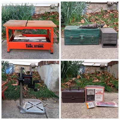 LOT 407: Basement Finds- Collection of Vintage Tools, Tool Boxes & More