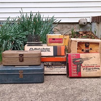 LOT 409: Basement Finds- Untested Vintage Tools and Tool Boxes