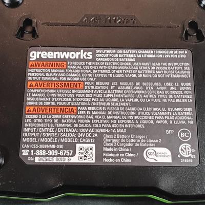 LOT 412: Greenworks 1/2" Brushless Drill Driver, 1/4" Brushless Impact Drill, 24V Batteries and Charger & Drill Bits Set