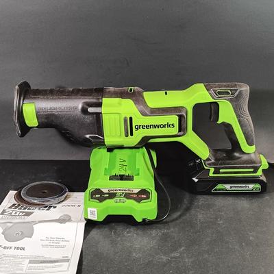 LOT 413: Greenworks 24V Reciprocating Saw with Battery and Charger