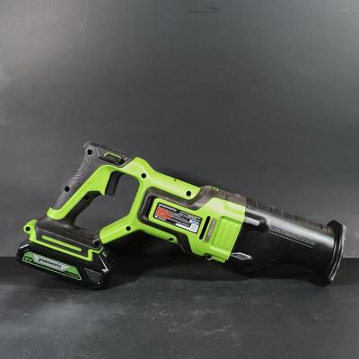 LOT 413: Greenworks 24V Reciprocating Saw with Battery and Charger