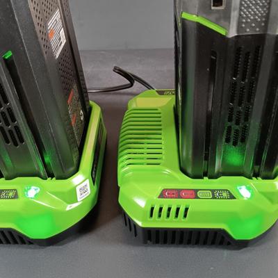 LOT 414: Greenworks 80V Axial Blower w/ Set of (2) Batteries and Chargers