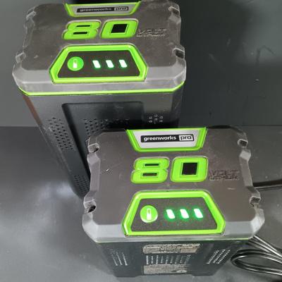 LOT 414: Greenworks 80V Axial Blower w/ Set of (2) Batteries and Chargers