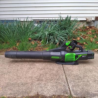 LOT 414: Greenworks 80V Axial Blower w/ Set of (2) Batteries and Chargers