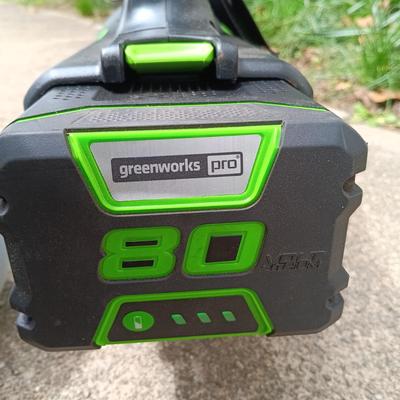 LOT 414: Greenworks 80V Axial Blower w/ Set of (2) Batteries and Chargers