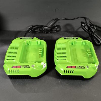 LOT 414: Greenworks 80V Axial Blower w/ Set of (2) Batteries and Chargers
