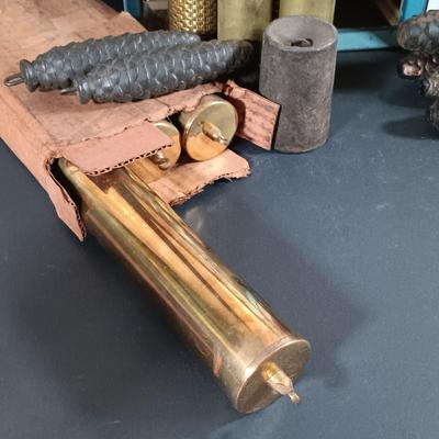 LOT 415: Large Collection of Clock Parts - Weights, Springs, Pendulums, Hands & More