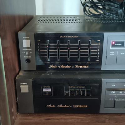 LOT 416: Fisher RA-135 Cabinet, CA-59 Stereo Amplifier, FM-54 Tuner and MT-35(C) Turntable w/ Panasonic and Fisher Speakers