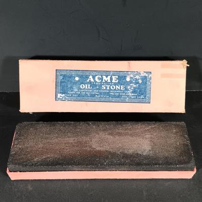 LOT 421: Vintage Leather Handle Wrapped Combat Knife, Solingen Hunting Knife, Sharp Fillet Knife & ACME Oil Stone